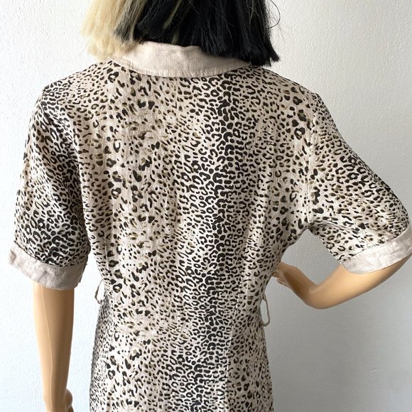 Animal Print Dress Cheetah Print Dress Leopard Print Dress Safari Dress Linen S - Picture 10 of 10